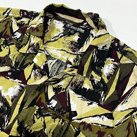 Stacy Adams‎ Shirt Mens Button Short Sleeve Linen Blend Abstract Print Sz 3X BIG - Picture 1 of 7